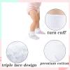 Baby Girl Triple Lace Ruffle Turn Cuff Socks - 3 Pairs Ankle Dress Socks for Toddler (White, 3-12 Months) view 4