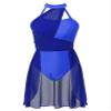 FEESHOW Women's Lyrical Ballet Dance Dress Halter Neck Leotard Dress Modern Contemporary Dance Costume Halter Neck Royal Blue Small view 1