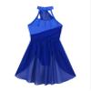 FEESHOW Women's Lyrical Ballet Dance Dress Halter Neck Leotard Dress Modern Contemporary Dance Costume Halter Neck Royal Blue Small view 3