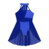 FEESHOW Women's Lyrical Ballet Dance Dress Halter Neck Leotard Dress Modern Contemporary Dance Costume Halter Neck Royal Blue Small view 4