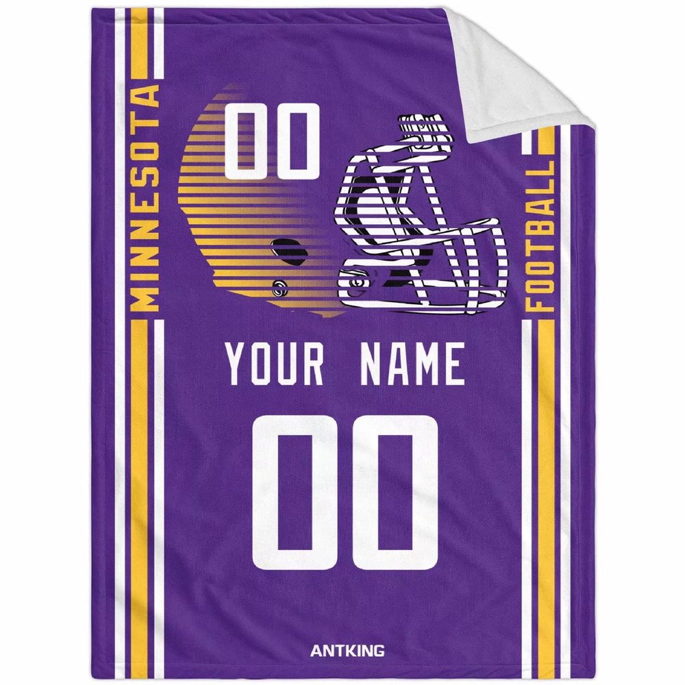 ANTKING Minnesota Throw Blanket Custom Any Name and Number for Men Women Youth Gifts