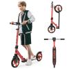 WAYPLUS Lightweight Kick Scooter for Kids, Teens and Adults, Foldable, 8-Inch Non-Slip Deck, ABEC9 Bearing, Adjustable Height 3.9-6.2FT, Red view 1