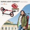 WAYPLUS Lightweight Kick Scooter for Kids, Teens and Adults, Foldable, 8-Inch Non-Slip Deck, ABEC9 Bearing, Adjustable Height 3.9-6.2FT, Red view 3