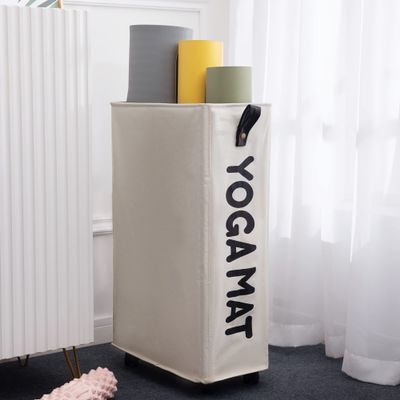 Twira Yoga Mat Storage Racks, Home Gym Storage Rack for Foam Roller, Yoga Strap and Resistance Bands, Workout Equipment Corner Yoga Mat Holder with WheelsWhite