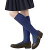 Girls & Boys Knee High School Uniform Socks - 3 Pairs Seamless Cotton Tube Socks (Navy, 5-7 Years) view 1