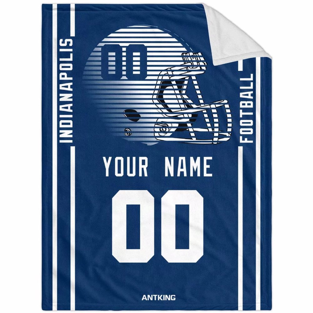 ANTKING Indianapolis Throw Blanket Custom Any Name and Number for Men Women Youth Gifts