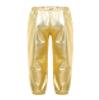 Daenrui Kids Girls Boys Metallic Shiny Jazz Hip Hop Street Dance Pants Harem Pants Athletic Leggings Dancewear Gold 12 Years view 3