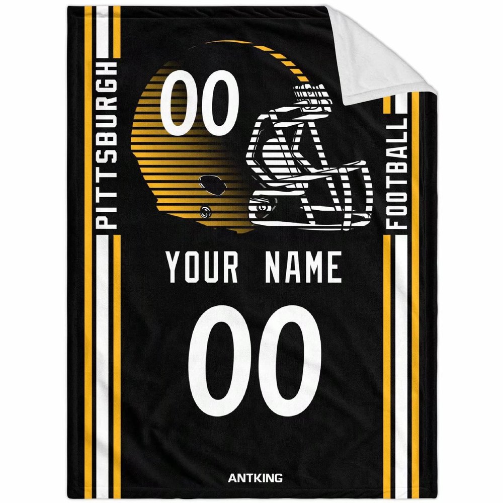 ANTKING Pittsburgh Throw Blanket Custom Any Name and Number for Men Women Youth Gifts