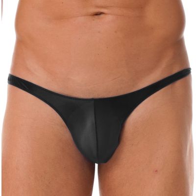 ACSUSS Men Shiny T-Back G-String Thong Sexy Panties Low Waist Smooth Stretchy Thongs Underwear Black Large
