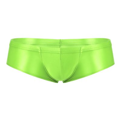 Hedmy Men's Stretch Underwear Sissy Panties Bulge Pouch Thong Low Rise Swim Trunk Bikini Hip Briefs Fluorescent Green Medium