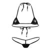 Sywiyi Women's Swimsuit Shiny Metallic Self-tie Bra with Thongs 2Pcs Extreme Micro Bikini Lingerie Set Black One Size view 1