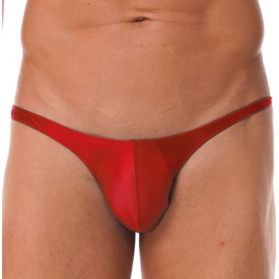 ACSUSS Men Shiny T-Back G-String Thong Sexy Panties Low Waist Smooth Stretchy Thongs Underwear Red Large