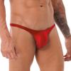 ACSUSS Men Shiny T-Back G-String Thong Sexy Panties Low Waist Smooth Stretchy Thongs Underwear Red Large view 2