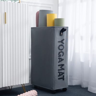 Twira Yoga Mat Storage Racks, Home Gym Storage Rack for Foam Roller, Yoga Strap and Resistance Bands, Workout Equipment Corner Yoga Mat Holder with WheelsGrey