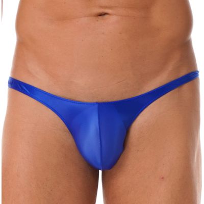 ACSUSS Men Shiny T-Back G-String Thong Sexy Panties Low Waist Smooth Stretchy Thongs Underwear Blue X-Large
