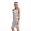 Women's Great Gatsby Flapper Spaghetti Tassel Dress with Headband, 20s Elegant Mini Dress Party Accessory COSTUME OUTFIT (XL, Grey) view 2
