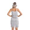 Women's Great Gatsby Flapper Spaghetti Tassel Dress with Headband, 20s Elegant Mini Dress Party Accessory COSTUME OUTFIT (XL, Grey) view 3