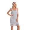Women's Great Gatsby Flapper Spaghetti Tassel Dress with Headband, 20s Elegant Mini Dress Party Accessory COSTUME OUTFIT (XL, Grey) view 4