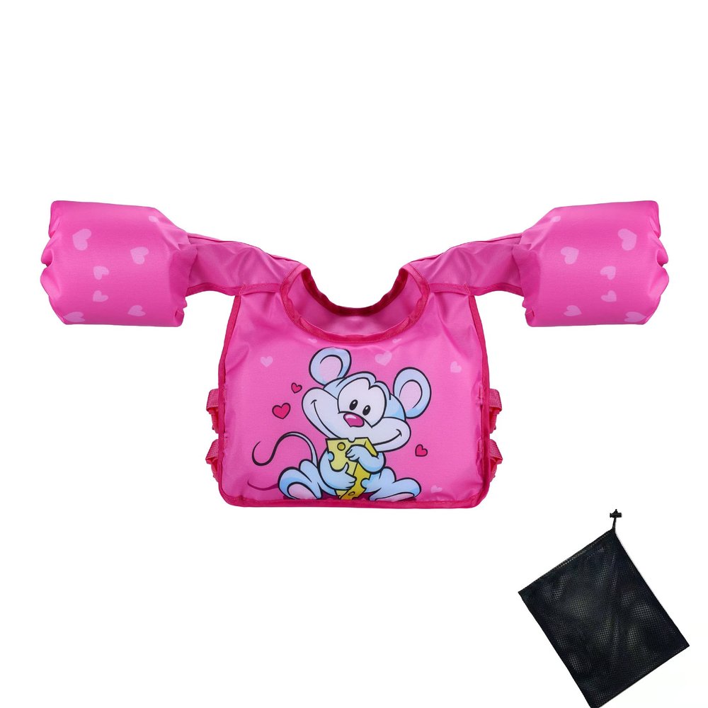 Kids Swim Vest Life Jacket for 20-66 Pounds Floaties for Toddler Girls and Boys, Adjustable Shoulder Harness Arm Wings for 2-7 Years Old Baby Children Sea Beach Pool (Mouse)