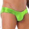 ACSUSS Men's Sexy Briefs Shiny Low Waist Seamless Bulge Pouch Underwear Thong Lingerie Swim Trunks Fluorescent Green Large view 3