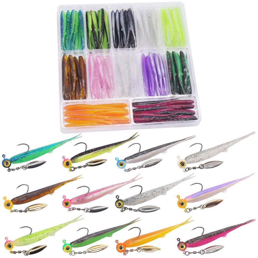 Crappie-Baits- Plastics-Jig-Heads-Kit-Shad-Minnow-Fishing-Lures-for Crappie-Panfish-Bluegill-40-Piece Kit