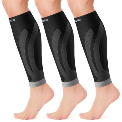 CAMBIVO Calf Compression Sleeve 3 Pairs Footless Compression Socks Running