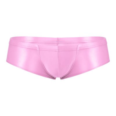 Hedmy Men's Stretch Underwear Sissy Panties Bulge Pouch Thong Low Rise Swim Trunk Bikini Hip Briefs Pink Medium