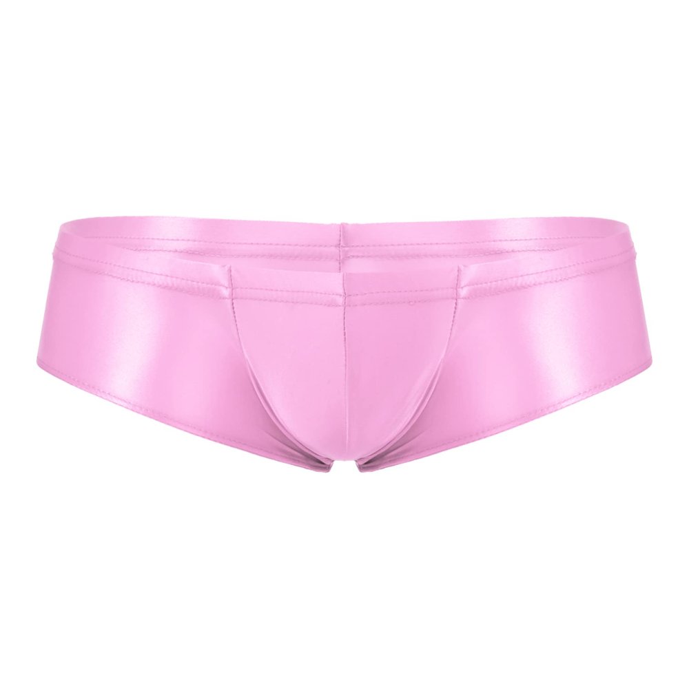 Hedmy Men's Stretch Underwear Sissy Panties Bulge Pouch Thong Low Rise Swim Trunk Bikini Hip Briefs Pink Medium