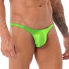 FEESHOW Men Sexy Shiny Silky Thongs Bikini Lingerie Bottoms Tights Underwear Swimwear Knickers Fluorescent Green XX-Large view 3