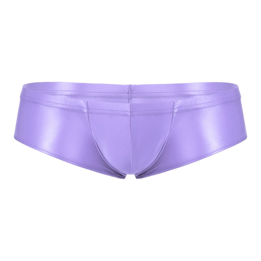 Hedmy Men's Stretch Underwear Sissy Panties Bulge Pouch Thong Low Rise Swim Trunk Bikini Hip Briefs Purple Medium