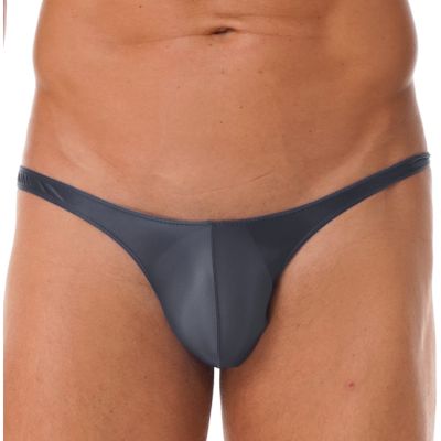 ACSUSS Men Shiny T-Back G-String Thong Sexy Panties Low Waist Smooth Stretchy Thongs Underwear Grey Large