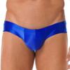 FEESHOW Mens Glossy Low Rise Briefs Elastic Waistband Bulge Pouch Seamless Underwear Swim Trunks Blue Medium view 1