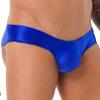 FEESHOW Mens Glossy Low Rise Briefs Elastic Waistband Bulge Pouch Seamless Underwear Swim Trunks Blue Medium view 3