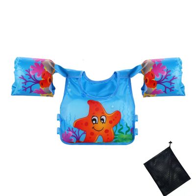 Kids Swim Vest Life Jacket for 20-66 Pounds Floaties for Toddler Girls and Boys, Adjustable Shoulder Harness Arm Wings for 2-7 Years Old Baby Children Sea Beach Pool (Starfish)