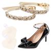 1 Pair High Heels Ankle Straps with Self-Adhesive Heel Cushion Detachable Rhinestones Shoe Straps for Pumps Flats Stilettos Apricot Color view 1