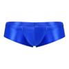 ACSUSS Men's Sexy Briefs Shiny Low Waist Seamless Bulge Pouch Underwear Thong Lingerie Swim Trunks Blue Medium view 1