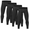 4 Pack Youth Boys' Compression Leggings Tights Athletic Pants Sports Base Layer for Kids Cold Gear 4 Black XL view 1