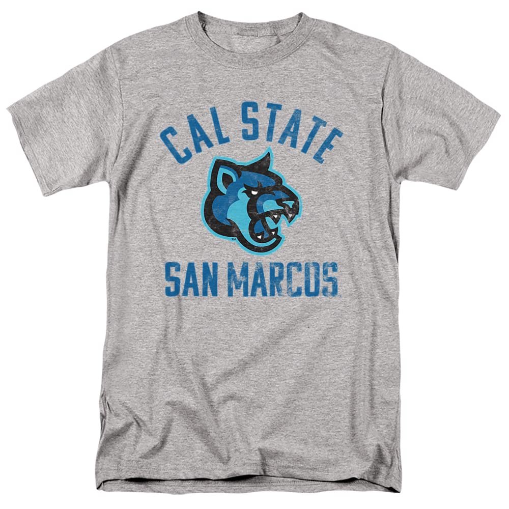 California State University San Marcos Official Cougars Logo Unisex Adult T Shirt,Athletic Heather, 4X-Large