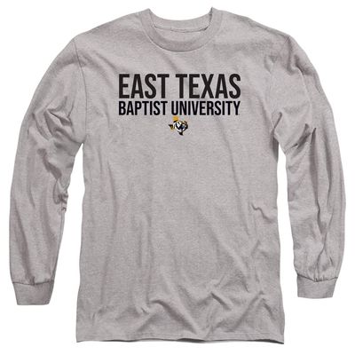 East Texas Baptist University Official Stacked Unisex Adult Long-Sleeve T Shirt,Athletic Heather, Medium