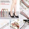 1 Pair High Heels Ankle Straps with Self-Adhesive Heel Cushion Detachable Rhinestones Shoe Straps for Pumps Flats Stilettos White view 2
