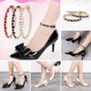 1 Pair High Heels Ankle Straps with Self-Adhesive Heel Cushion Detachable Rhinestones Shoe Straps for Pumps Flats Stilettos White view 3