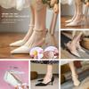 1 Pair Pearls Shoe Strap with Self-Adhesive Heel Cushion Detachable Ankle Straps Belt Band for High Heels Pumps Flats Sandals Pearls Strap with NO Rhinestones Gold view 2