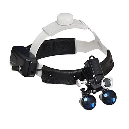 BONEW Headband 3.5X-420mm Magnification Binocular Loupes with 5W Adjustable Headband Lamp Jeweler or Hobby Adjustable Pupil Distance Brightness Head Circumference (Black)