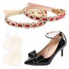 1 Pair High Heels Ankle Straps with Self-Adhesive Heel Cushion Detachable Rhinestones Shoe Straps for Pumps Flats Stilettos Red view 1