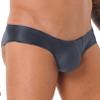 FEESHOW Mens Glossy Low Rise Briefs Elastic Waistband Bulge Pouch Seamless Underwear Swim Trunks Grey Medium view 3