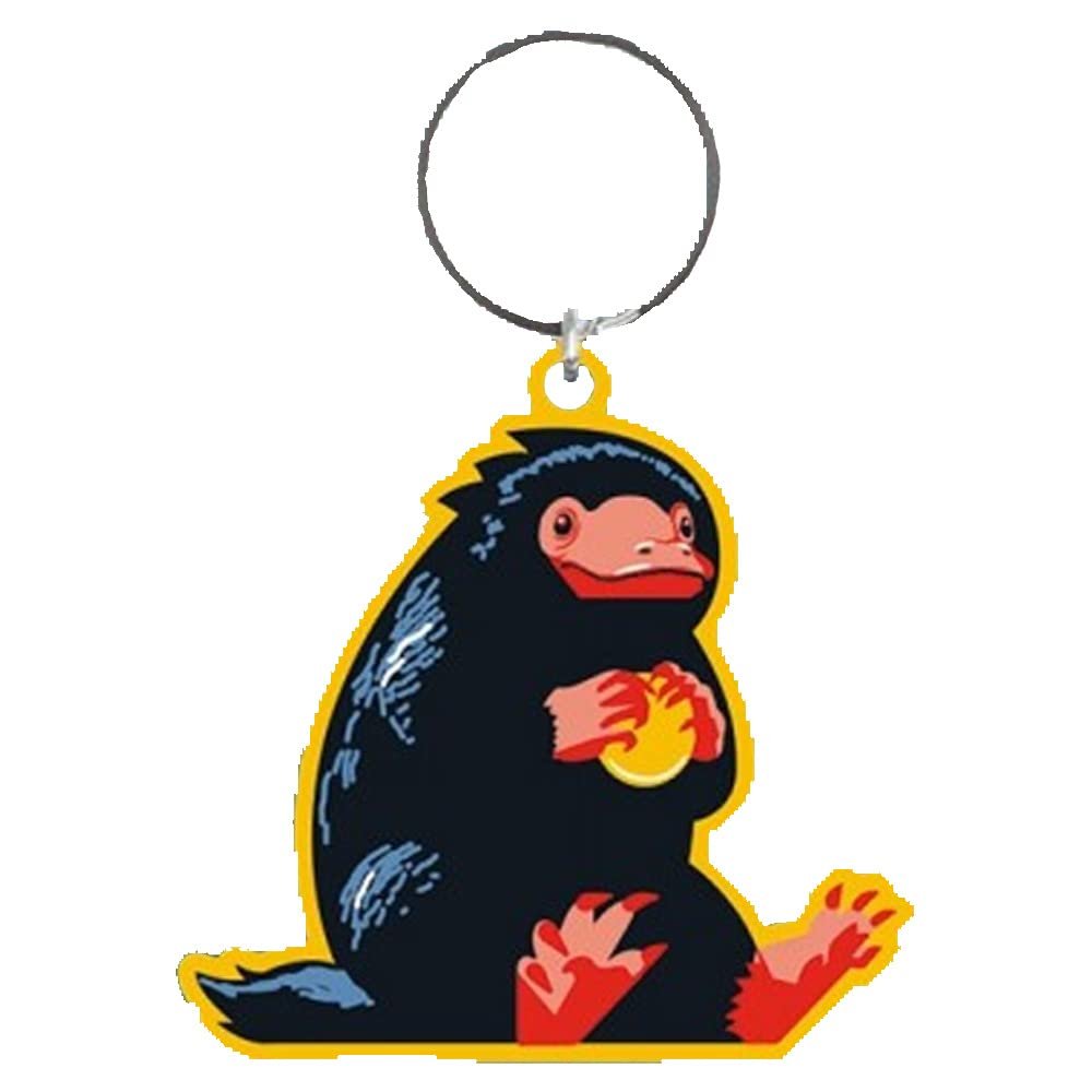 Fantastic Beasts: The Secrets of Dumbledore Rubber Niffler Keychain (One Size) (Black/Yellow/Peach)