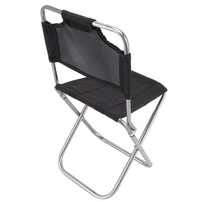 Fdit Mini Portable Folding Camping Chair, Black, Aluminum, Oxford Cloth, Modern Style, Lightweight, Sturdy, Comfortable Backrest, Ideal for Camping, Barbecue, Fishing, Backpacking