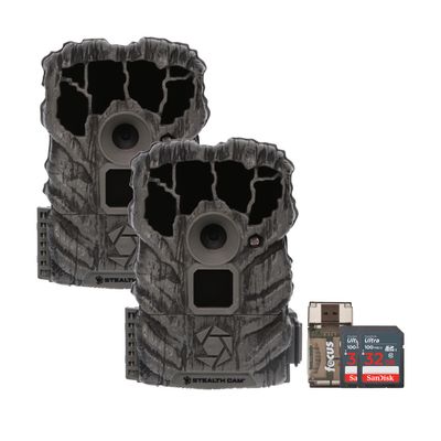 Stealth Cam Browtine 14MP Trail Camera Bundle with 32GB Memory Card (2-Pack) and Card Reader (2-Pack) (5 Items)