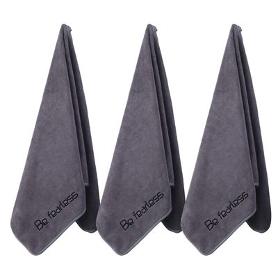 Wuwahold Microfiber Gym Towels Bigger Size Super Soft for Exercise Fitness, Sports, Workout, 380-GSM 15-Inch x 31-Inch Quick-Drying Towels (3 Pack, Grey)