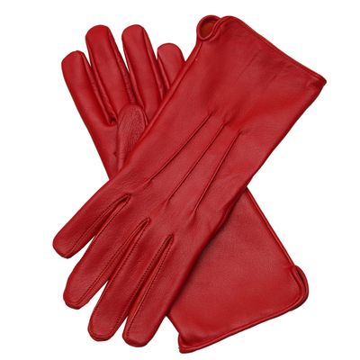 Women's Genuine Leather Soft Costume Dress Gloves (Large, Red)